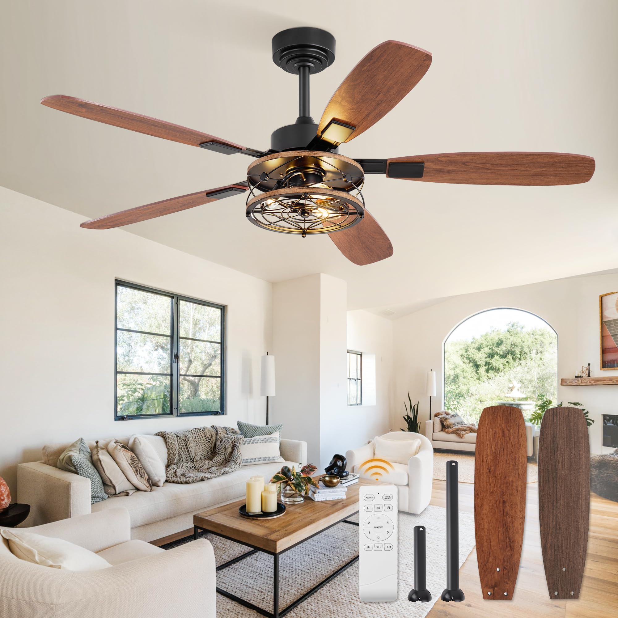 Amazon.com: 52 Inch Farmhouse Ceiling Fan with Light and Remote